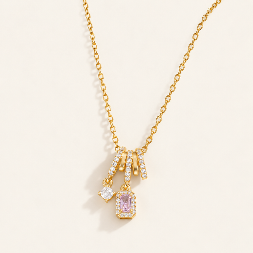 Celeste Charm Necklace Blush Pink
