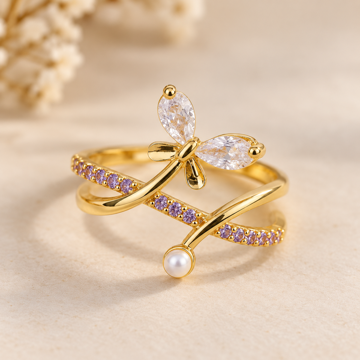 Butterfly Pearl Ring