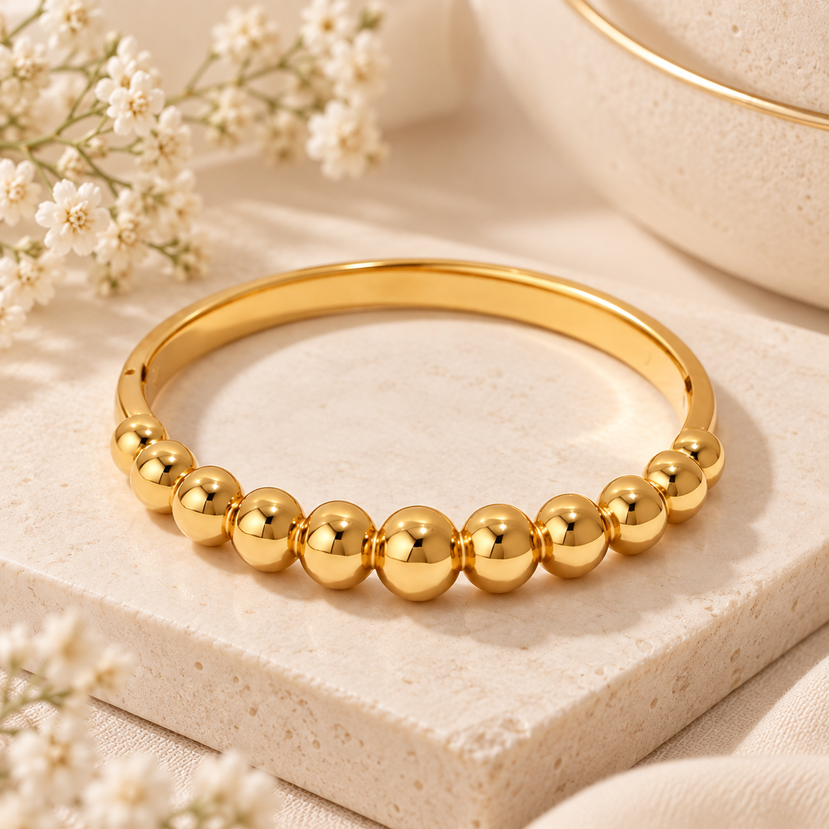 Gold Beaded Bangle