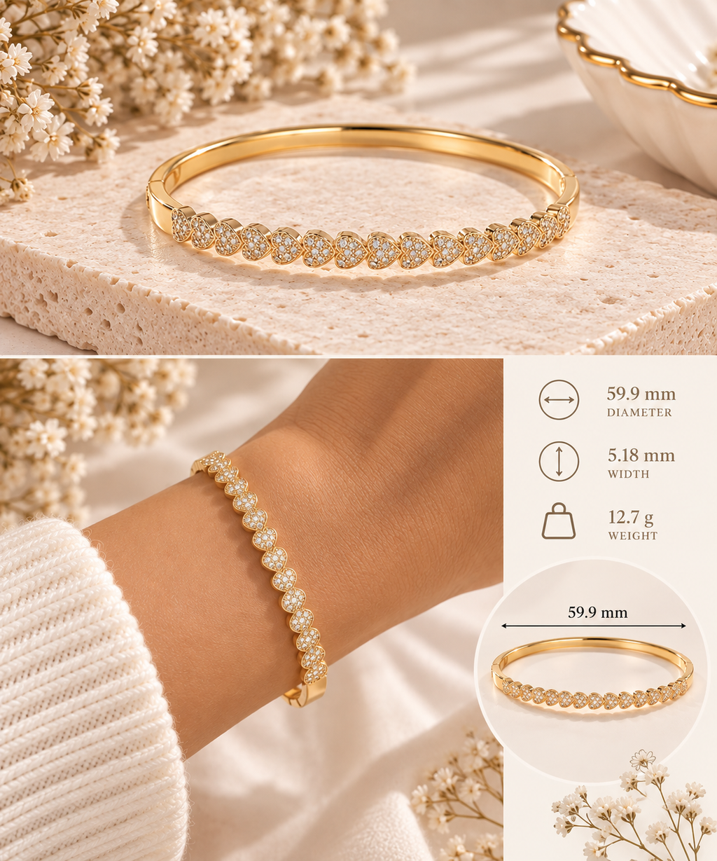 Blushing Hearts Bangle