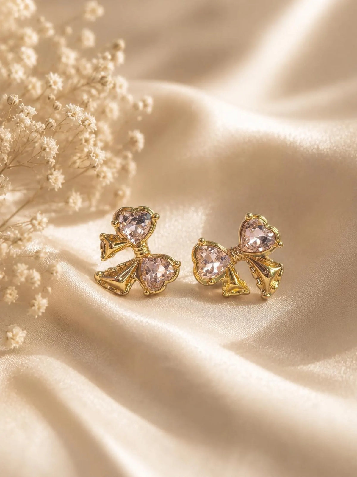 Pink Crystal Bow Earrings